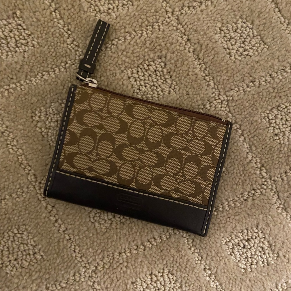 Brown COACH card and coin case